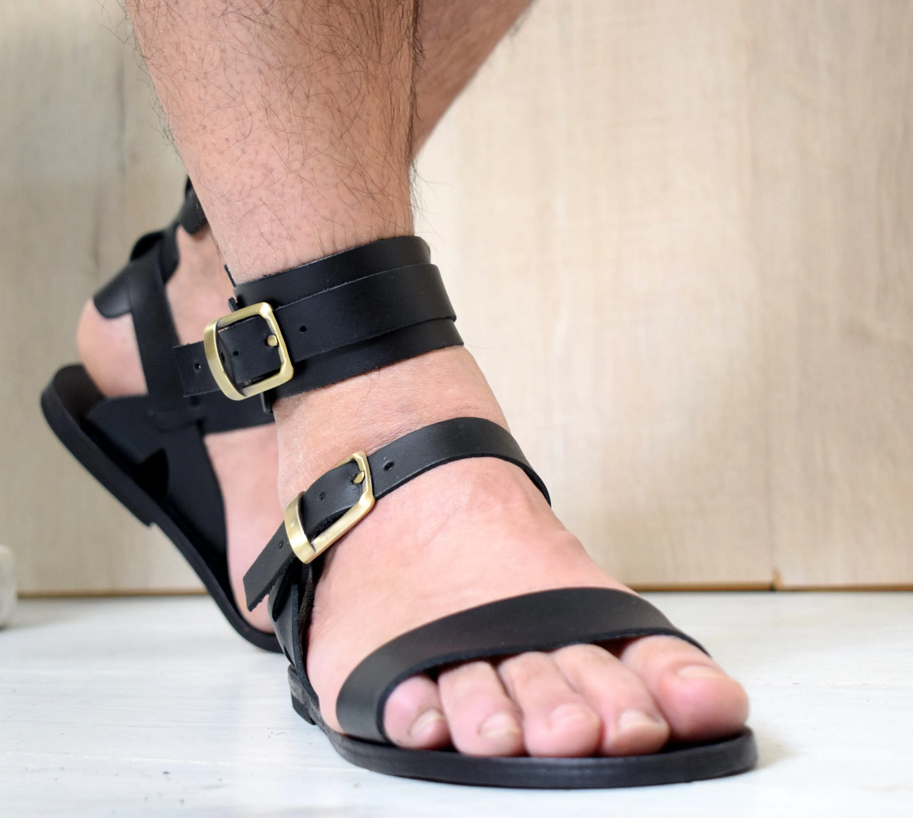 Men's leather sandals with Free expedited shipping