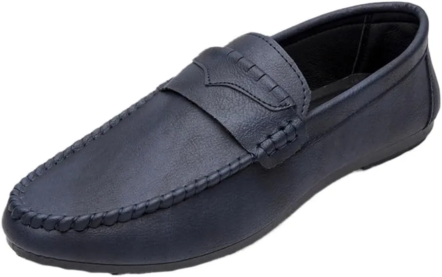 Mens Moccasin Loafers Lightweight Breathable Slip On Leather Comfortable Shoes for Casual Travel Walking Business Wedding