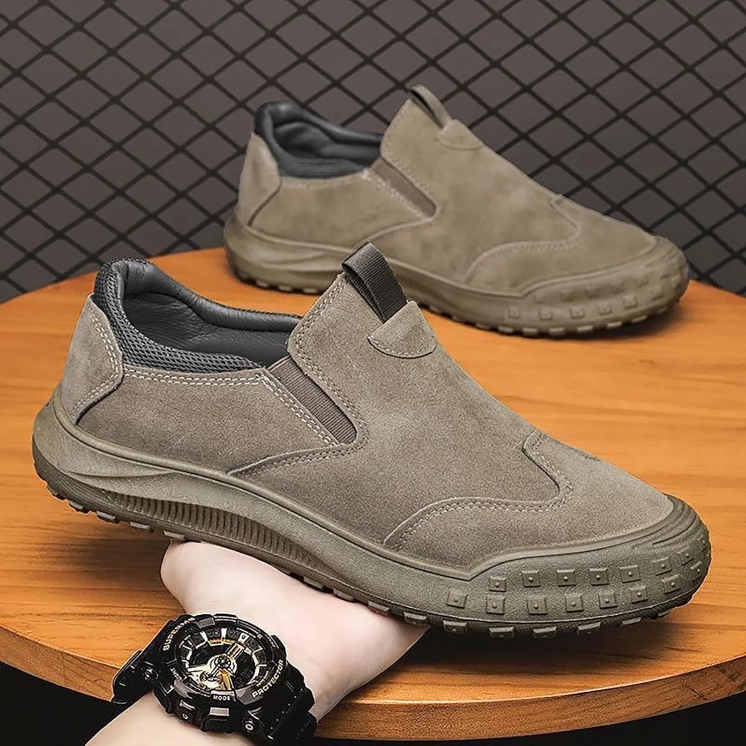 Mens Slip on Walking Shoes Outdoor Simple Casual Arch Support Comfortable Waterproof Casual Shoes for Men Breathable Fashion Sneakers for Outdoor Walking