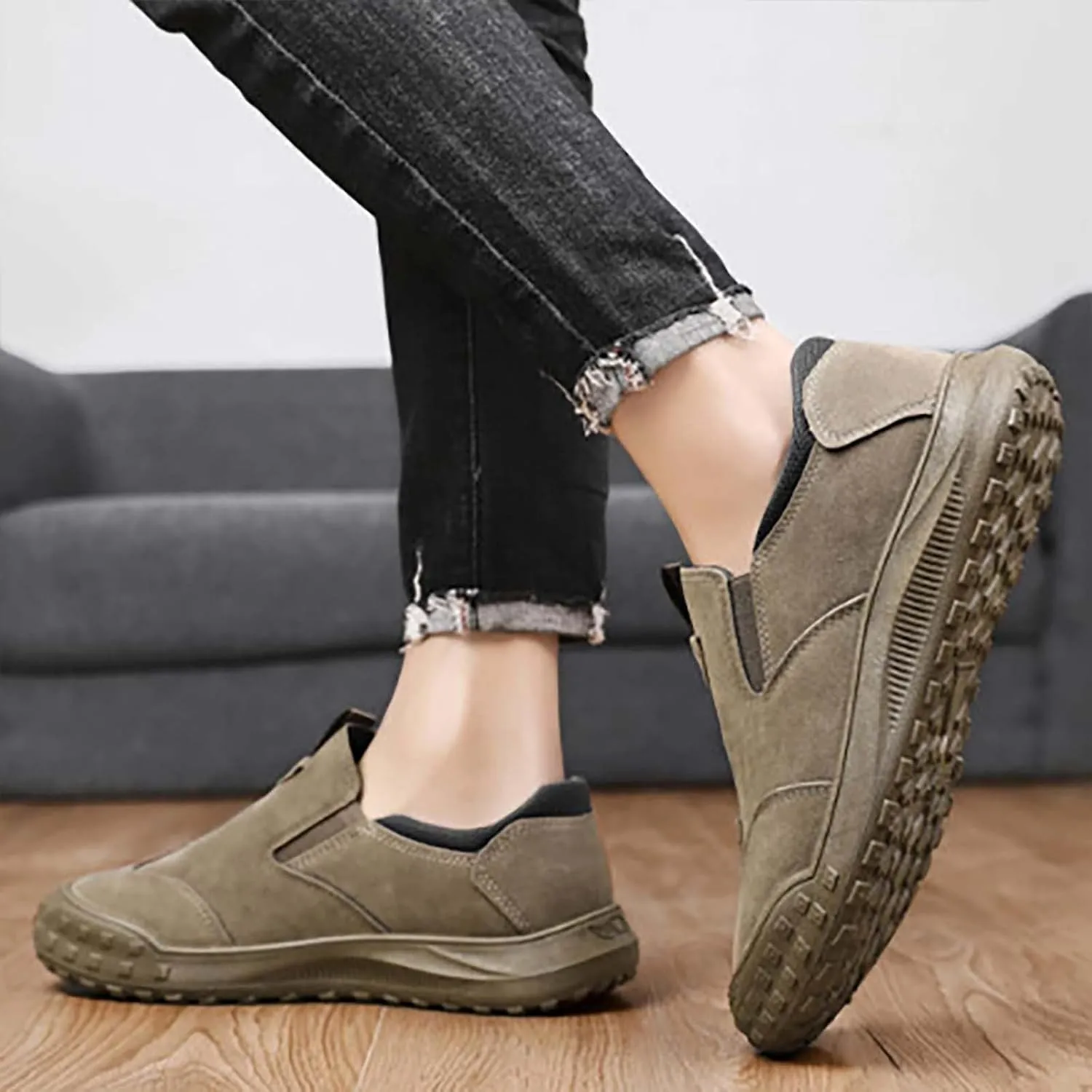 Mens Slip on Walking Shoes Outdoor Simple Casual Arch Support Comfortable Waterproof Casual Shoes for Men Breathable Fashion Sneakers for Outdoor Walking