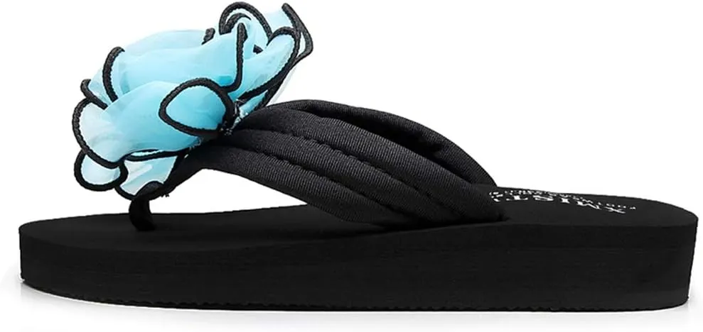 MIOKE Women's Bohemian Bowknot Flipflops Sandals Fashion Comfy Nonslip Platform Summer Beach Thong Sandal