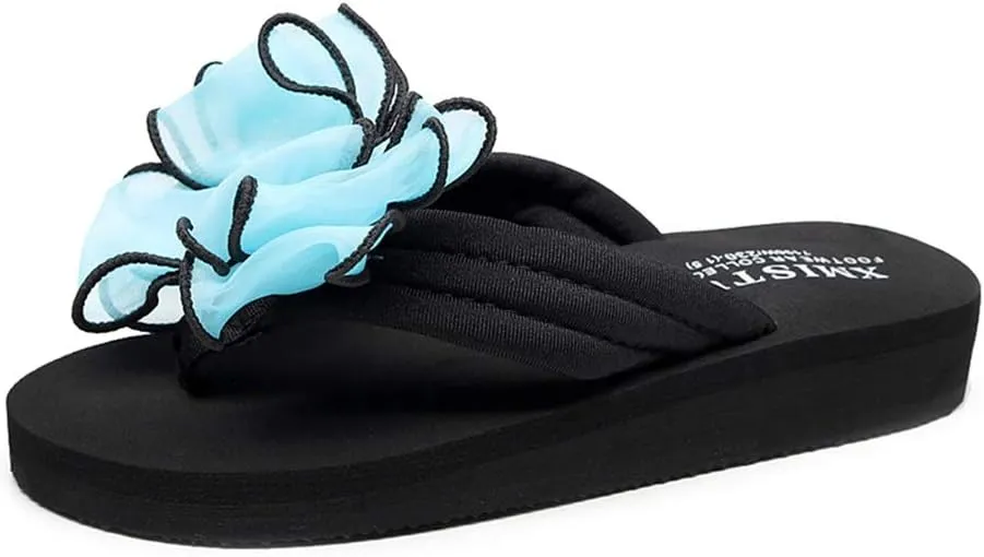 MIOKE Women's Bohemian Bowknot Flipflops Sandals Fashion Comfy Nonslip Platform Summer Beach Thong Sandal