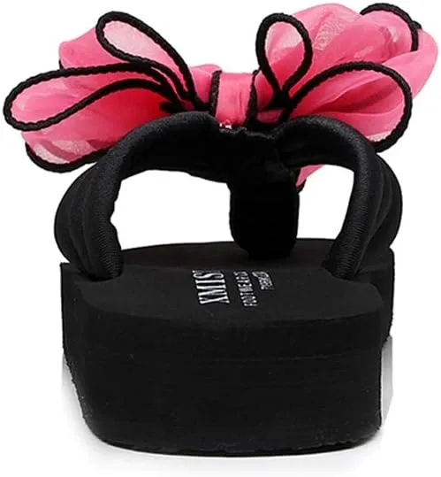 MIOKE Women's Bohemian Bowknot Flipflops Sandals Fashion Comfy Nonslip Platform Summer Beach Thong Sandal
