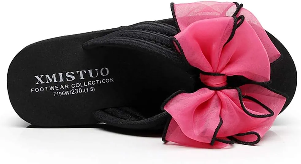 MIOKE Women's Bohemian Bowknot Flipflops Sandals Fashion Comfy Nonslip Platform Summer Beach Thong Sandal