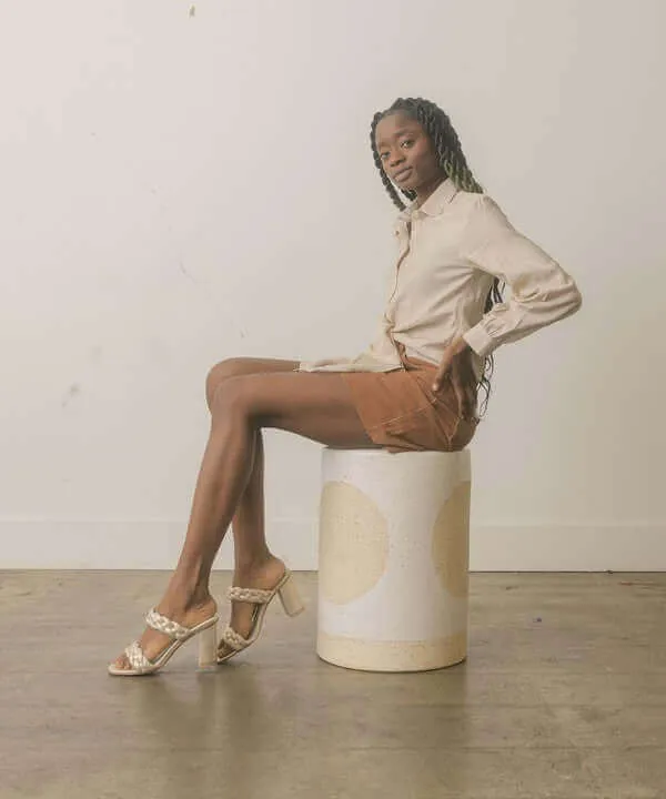 OASIS SOCIETY Savannah - Light Gold Metallic Heels Sandals