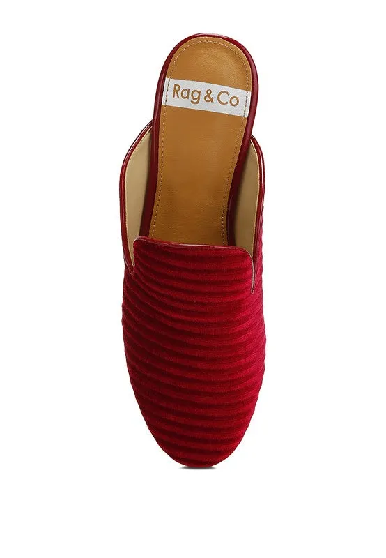 Ouzini Velvet Textured Slip On Mules **This item has free shipping.**