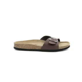 Paire de mules marron en cuir et liège