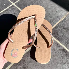 Rose Gold Thin Strap Havaianas/Crystal - 1 Row *