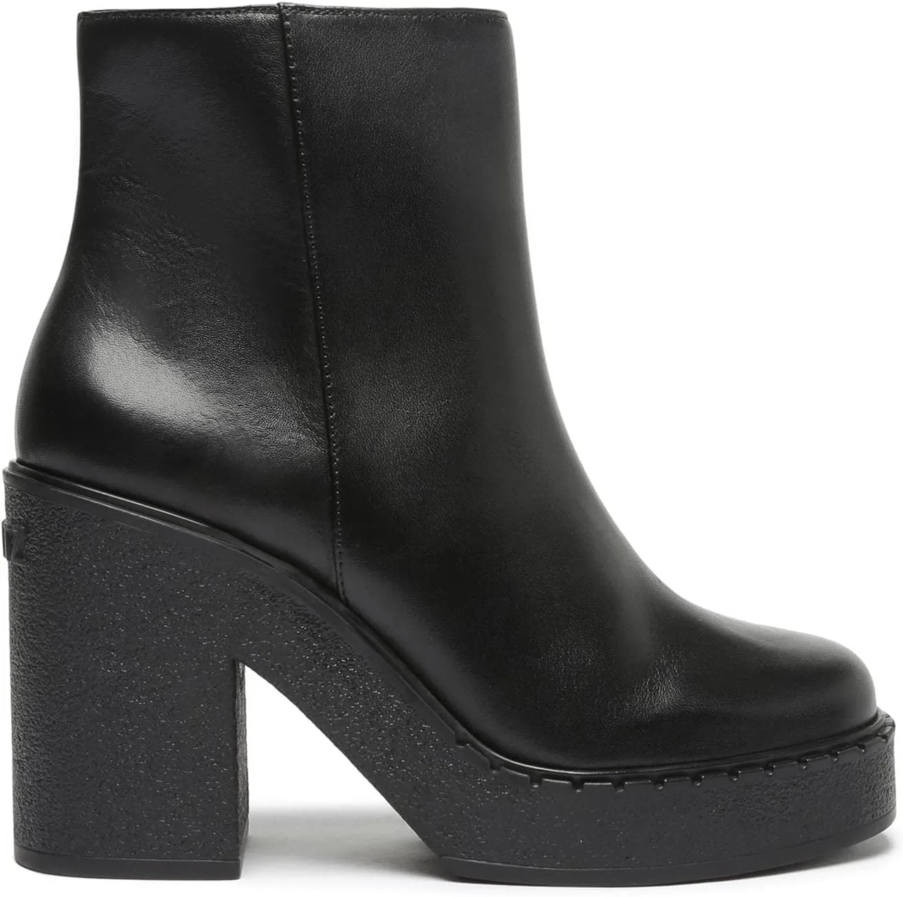 SCHUTZ Britt Black Pull On Chunky Chic Mid Block Heel Platform Ankle Boots