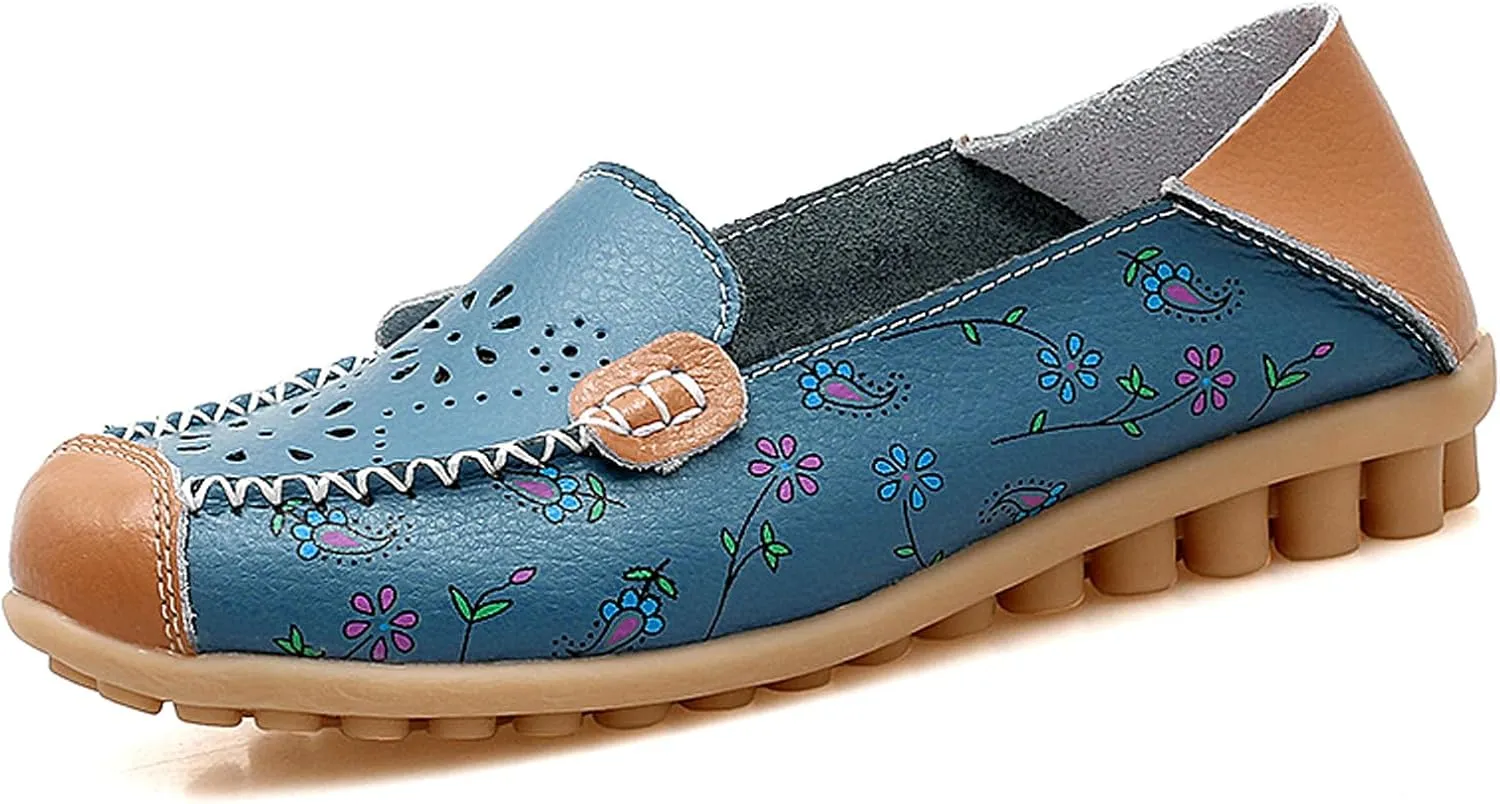 Sunporx Women's Comfortable Loafers Driving Moccasins Shoe Casual Flats Slip on Walking Breathable Non-Slip Office Work Shoe