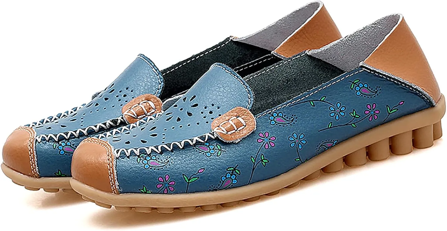 Sunporx Women's Comfortable Loafers Driving Moccasins Shoe Casual Flats Slip on Walking Breathable Non-Slip Office Work Shoe