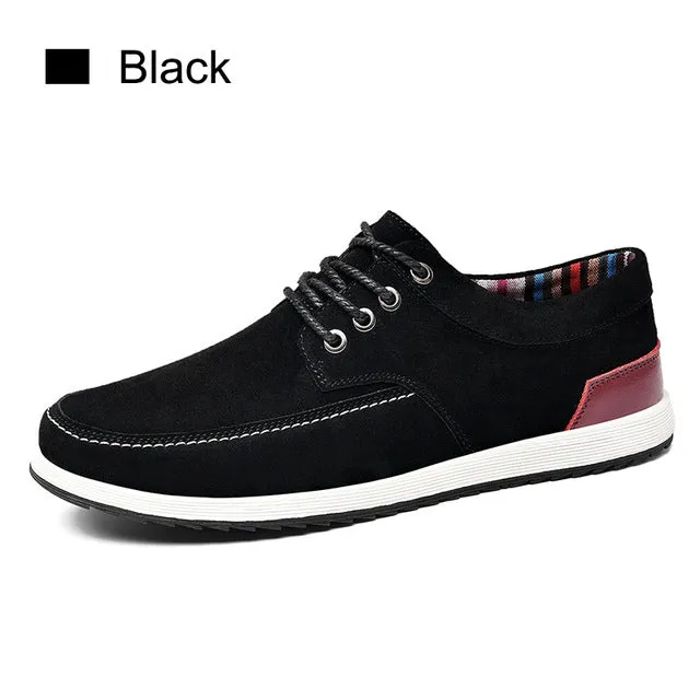 SUROM Men's Leather Casual Shoes Luxury Brand Spring New Fashion Sneakers Men Loafers Adult Moccasins Male Suede Shoes Krasovki