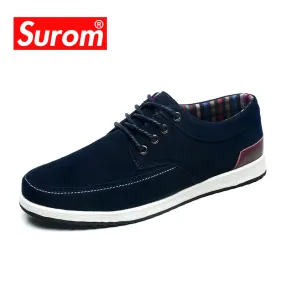 SUROM Men's Leather Casual Shoes Luxury Brand Spring New Fashion Sneakers Men Loafers Adult Moccasins Male Suede Shoes Krasovki