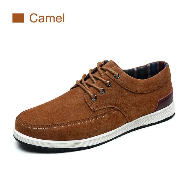 SUROM Men's Leather Casual Shoes Luxury Brand Spring New Fashion Sneakers Men Loafers Adult Moccasins Male Suede Shoes Krasovki