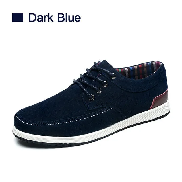 SUROM Men's Leather Casual Shoes Luxury Brand Spring New Fashion Sneakers Men Loafers Adult Moccasins Male Suede Shoes Krasovki