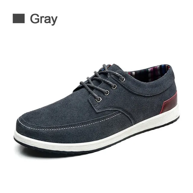SUROM Men's Leather Casual Shoes Luxury Brand Spring New Fashion Sneakers Men Loafers Adult Moccasins Male Suede Shoes Krasovki