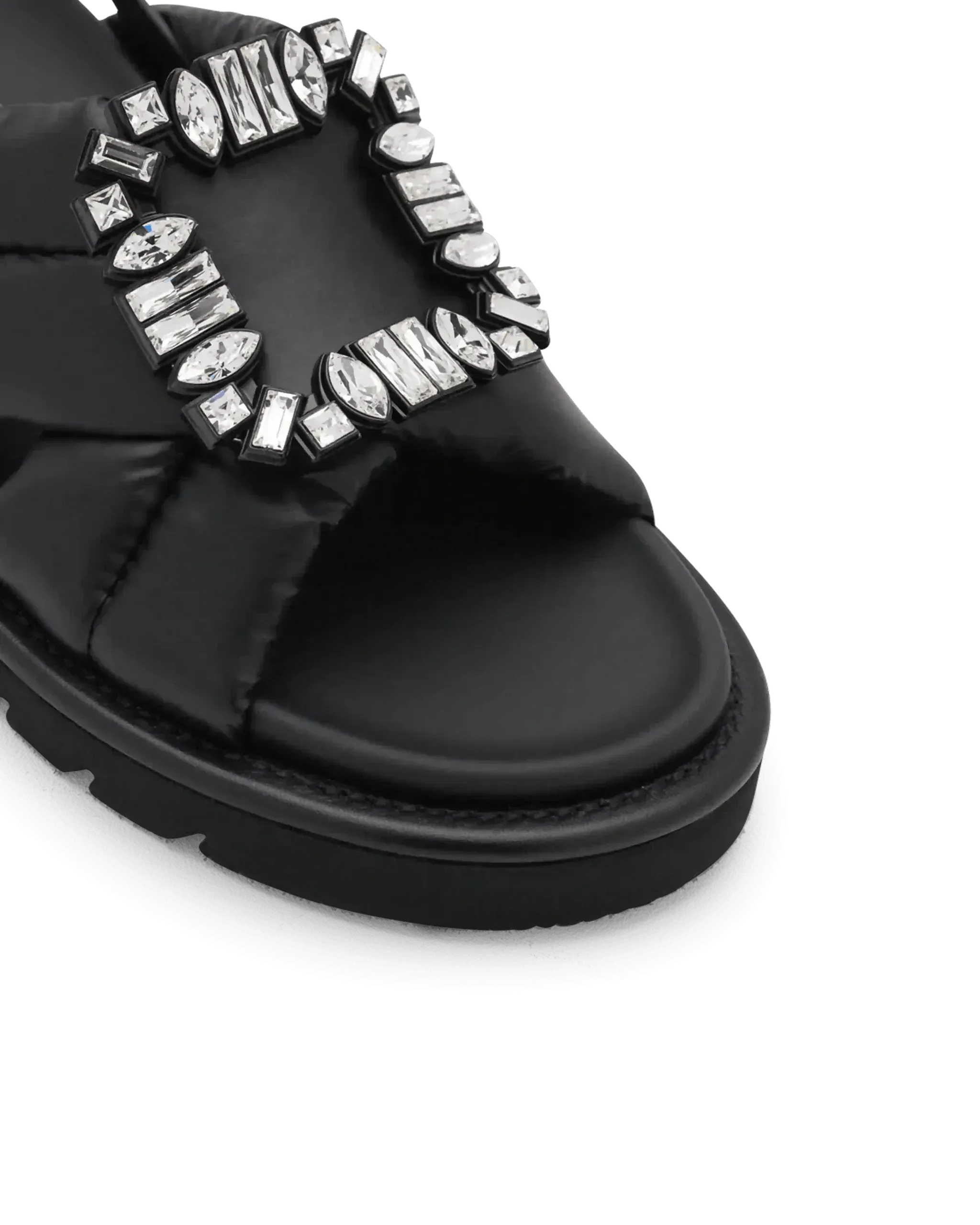Viv Winter Puffy Strass Buckle Sandals