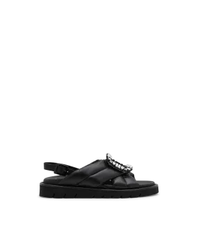 Viv Winter Puffy Strass Buckle Sandals