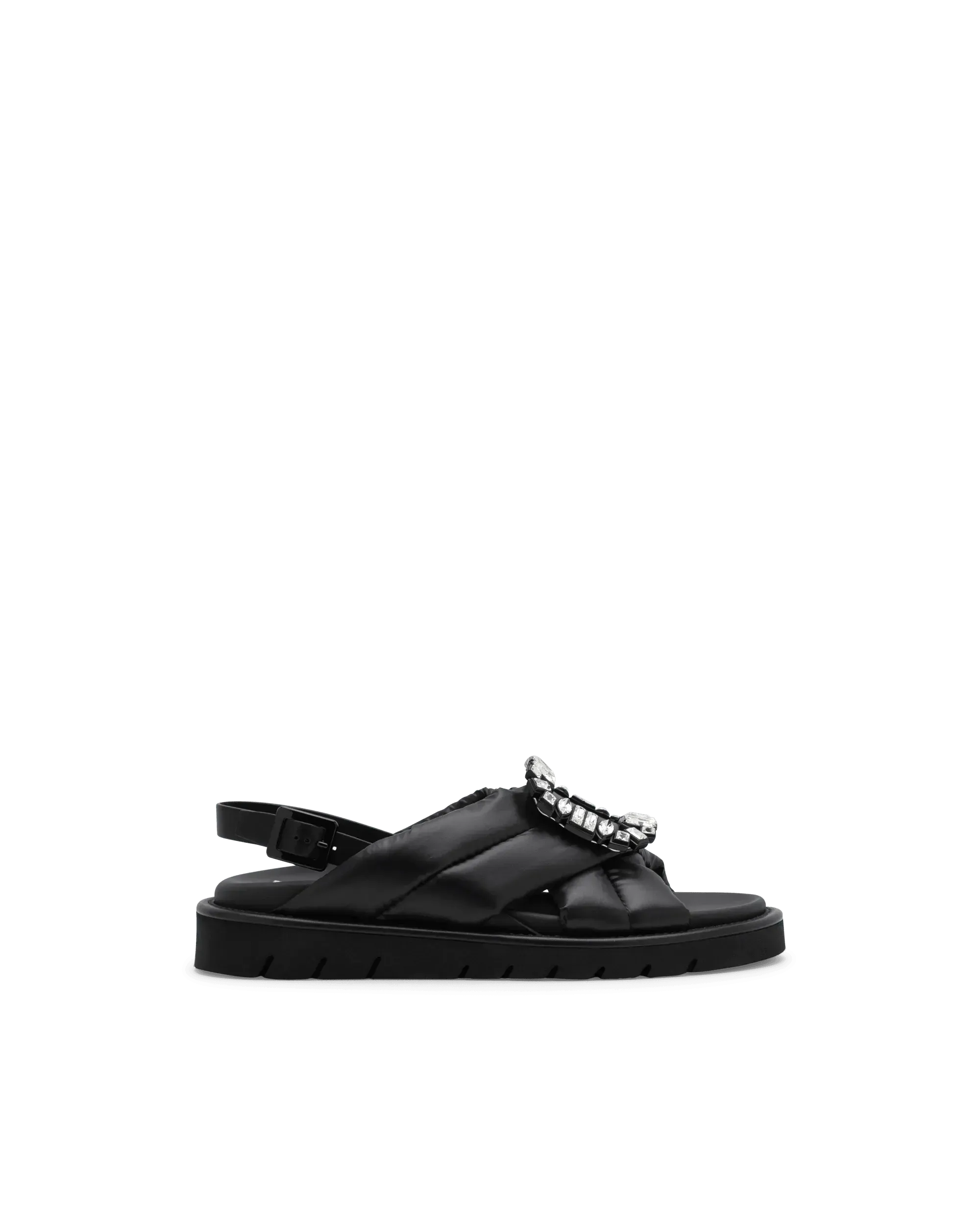 Viv Winter Puffy Strass Buckle Sandals