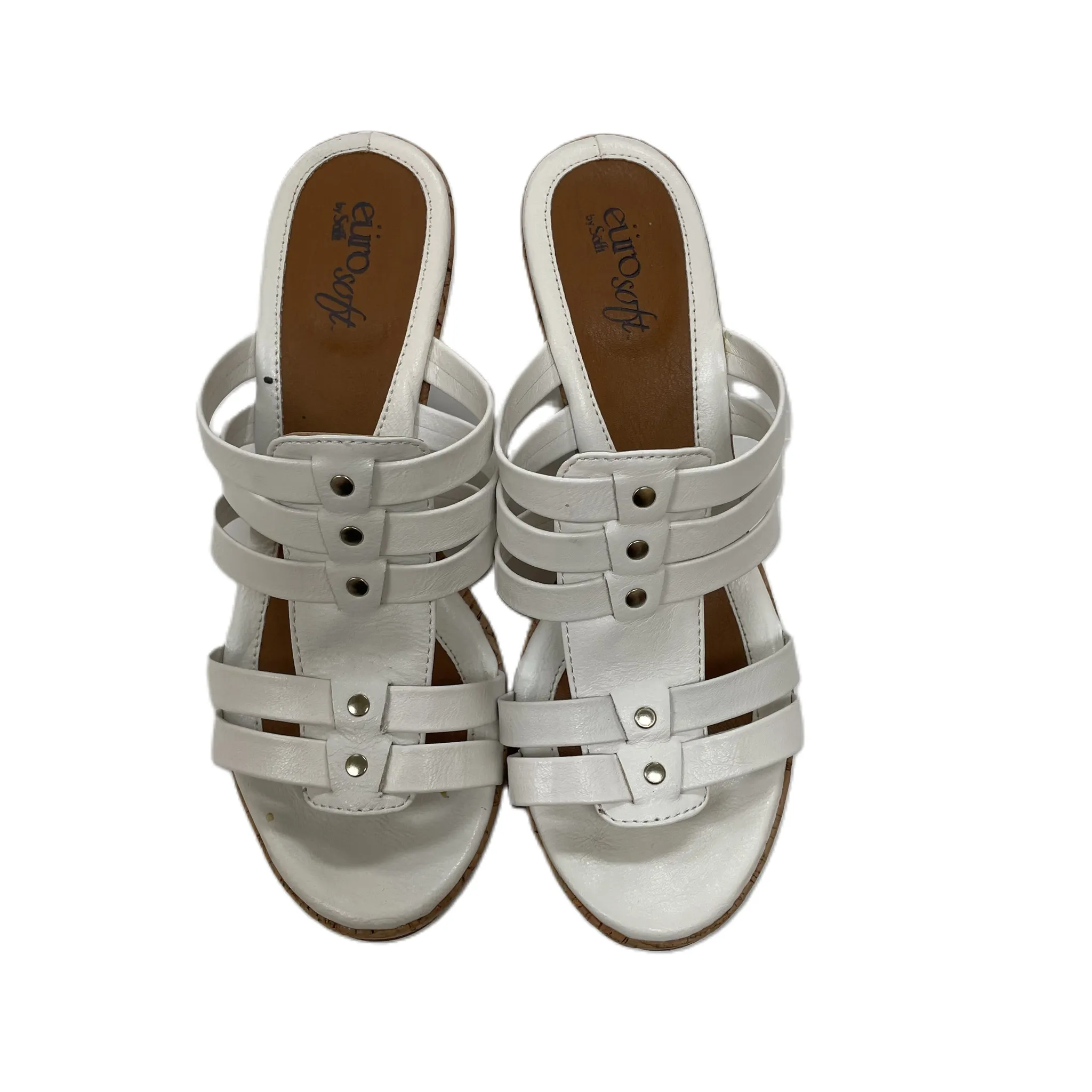 White Sandals Heels Block By Sofft, Size: 8