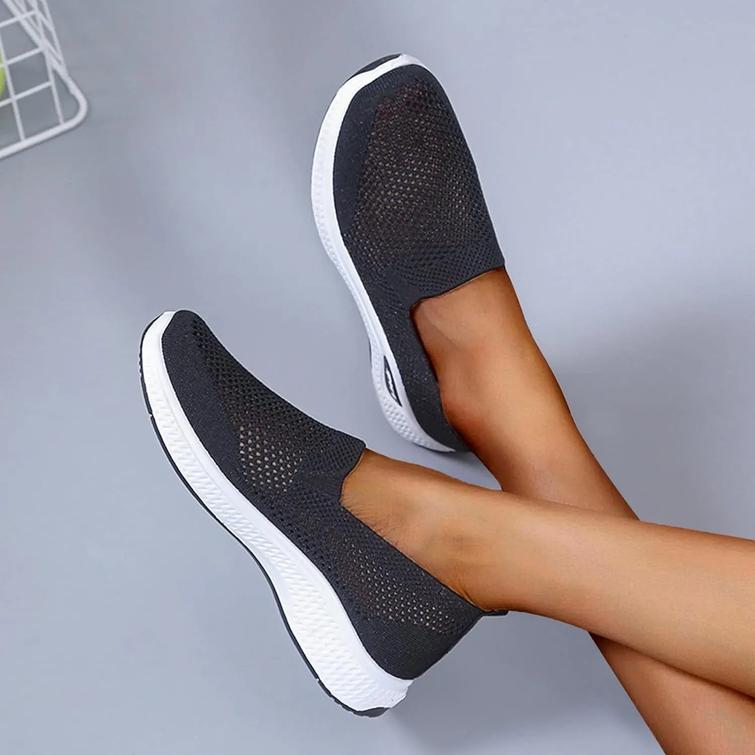 Women's Breathable Mesh Orthopedic Sneakers Casual Fashion Non-Slip Walking Shoes Comfortable Soft Sole Slip-on Loafers Tennis Shoes