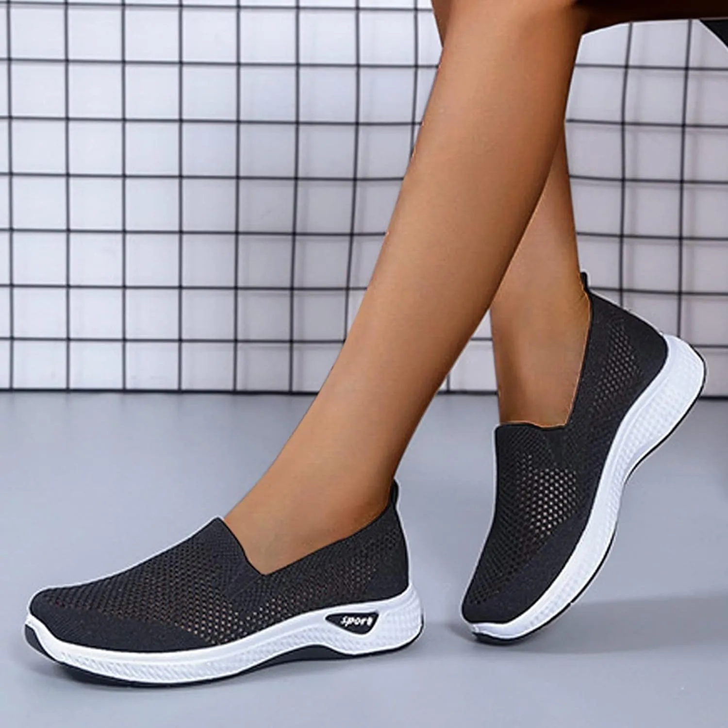 Women's Breathable Mesh Orthopedic Sneakers Casual Fashion Non-Slip Walking Shoes Comfortable Soft Sole Slip-on Loafers Tennis Shoes