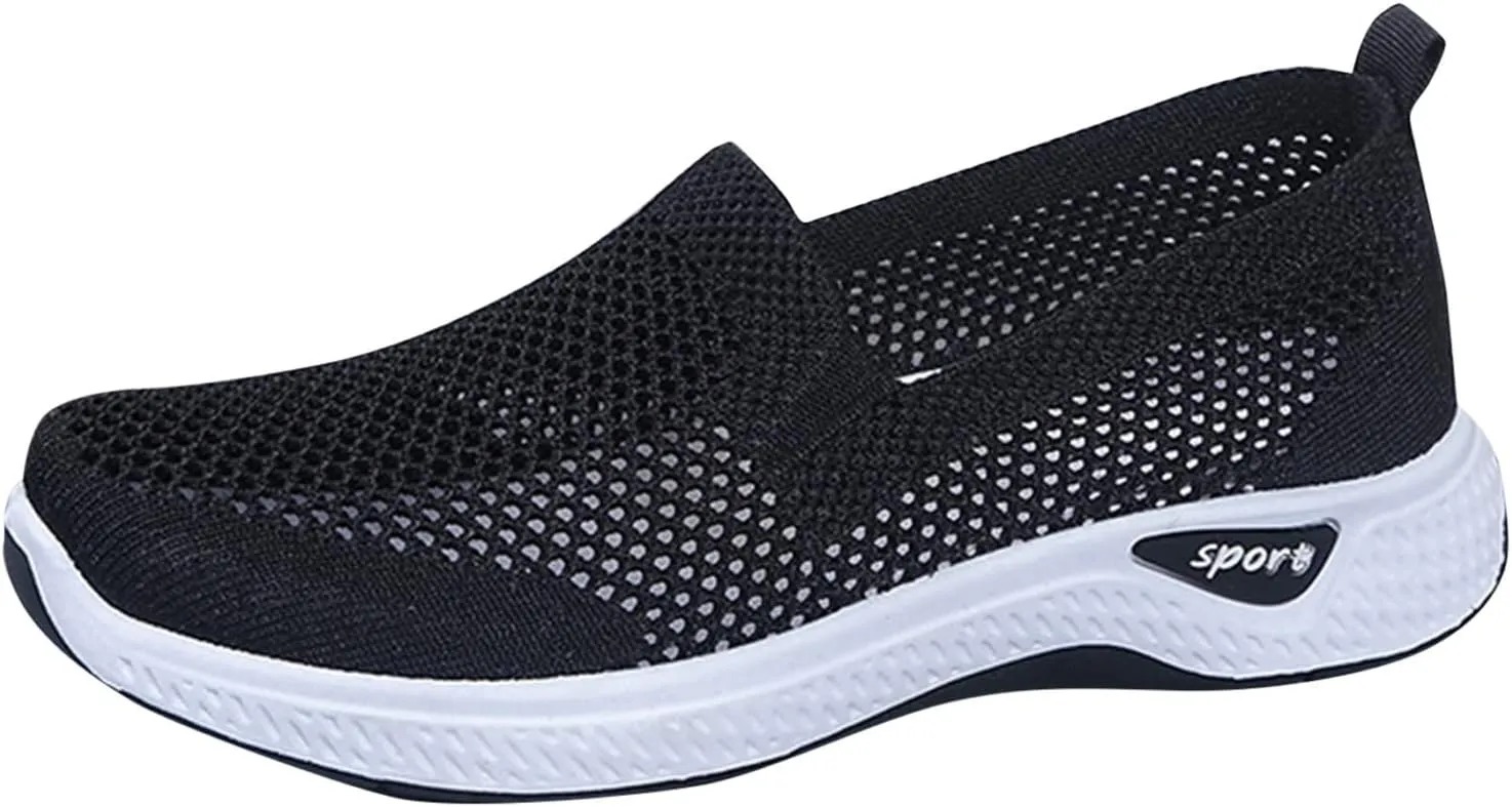 Women's Breathable Mesh Orthopedic Sneakers Casual Fashion Non-Slip Walking Shoes Comfortable Soft Sole Slip-on Loafers Tennis Shoes