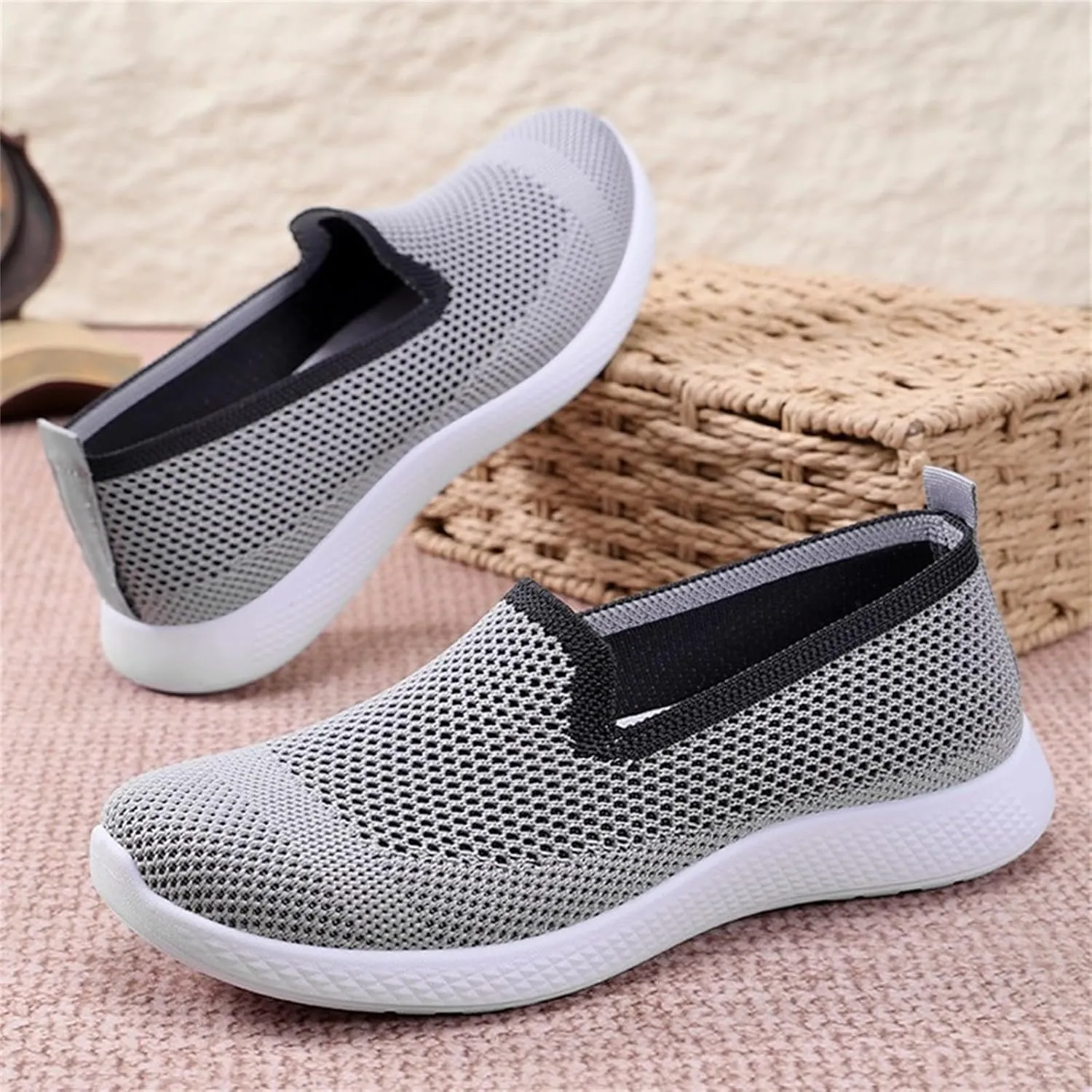 Women's Breathable Mesh Orthopedic Sneakers Comfortable Fashion Non-Slip Walking Shoes Casual Soft Sole Slip-on Loafers Tennis Shoes