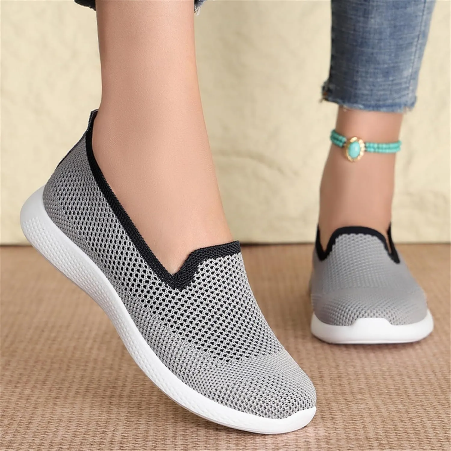Women's Breathable Mesh Orthopedic Sneakers Comfortable Fashion Non-Slip Walking Shoes Casual Soft Sole Slip-on Loafers Tennis Shoes