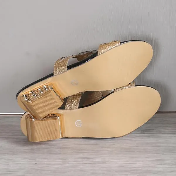 Women's Fashion Flower Rhinestone High Heel Slippers 06689650S