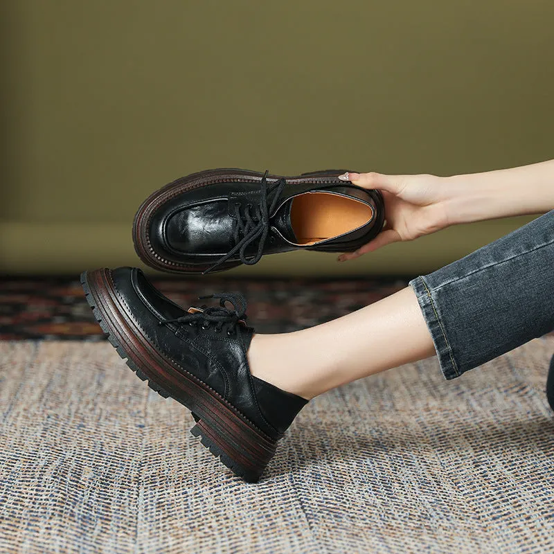 Women's Lace Up Non Slip Chunky Platform Oxford Shoes