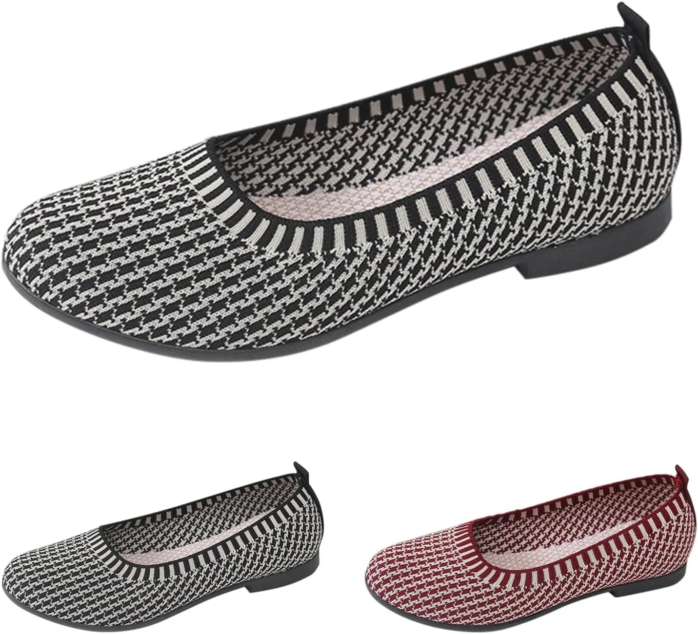 Women's Low Heel Casual Shoes Women's Woven Breathable Soft Sole Shoes Mesh Slip On Sneakers Wide Width Orthopedic Walking Sneaker