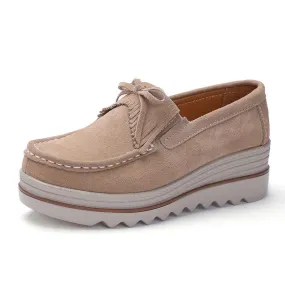 Women's tassels thick platform slip on loafers shoes
