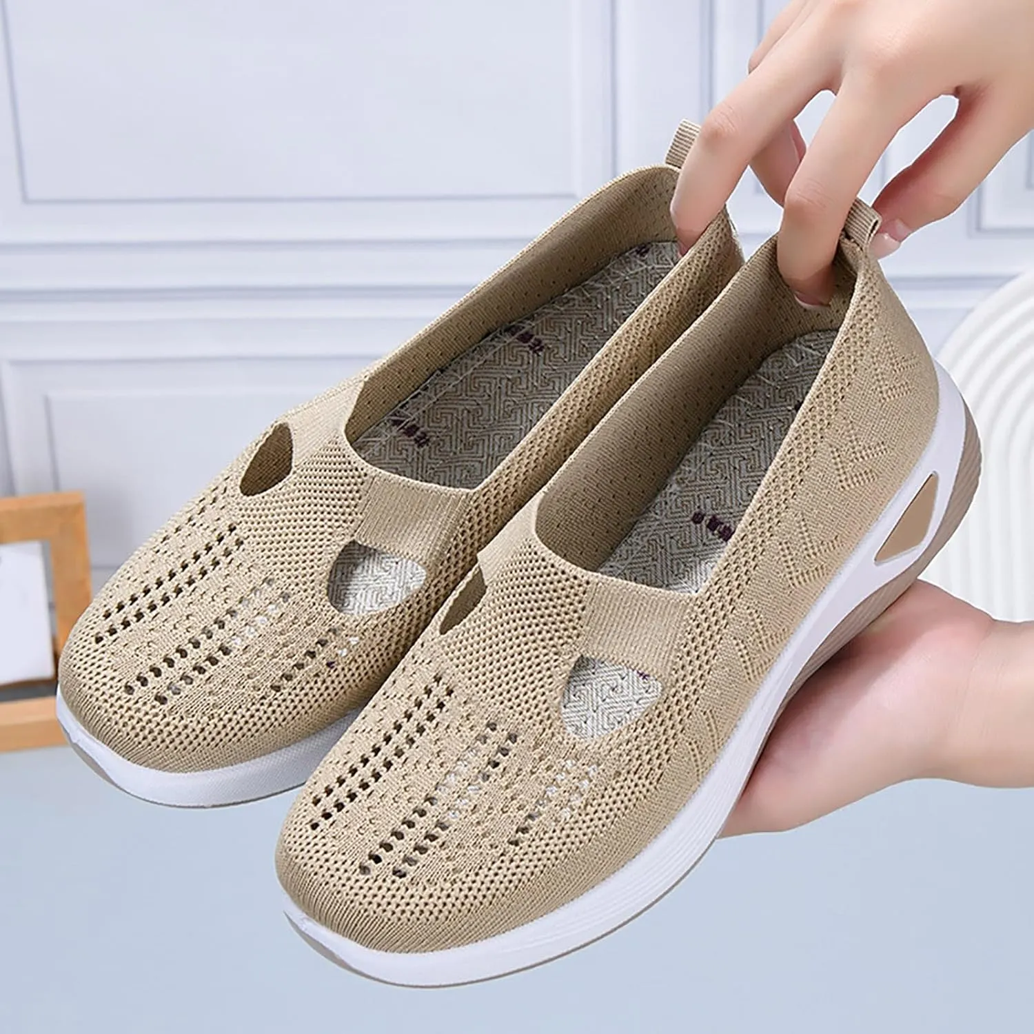 Women's Woven Orthopedic Breathable Soft Shoes Womens Running Shoes Arch Support Shoes Dressy Casual Wedge Sneakers Tennis Shoe Loafers Dress Shoe