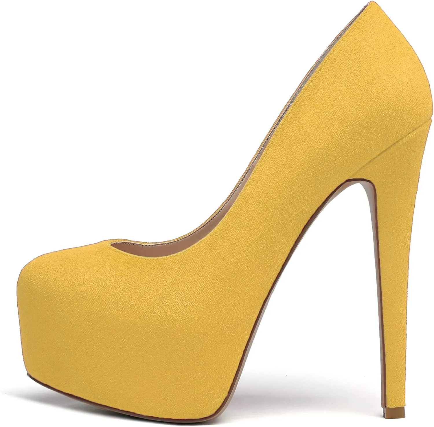 YODEKS Women's Round Toe Platform High Heels Pumps Slip On Elegant Dress Shoes