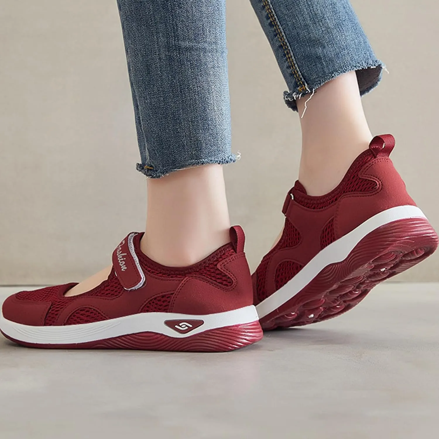 ZWRXW Diabetic Shoes for Women Arch Support Orthopedic Sneakers Comfortable Working Nurse Shoe Non Slip Adjustable Breathable Walking Shoes for Flat Feet Heel Pain Relief,Plantar Fasciitis
